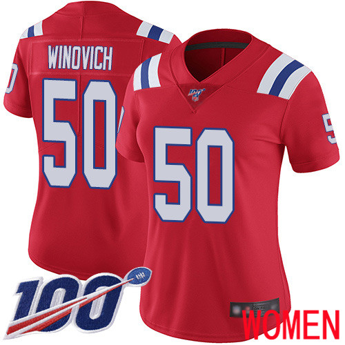 New England Patriots Football #50 100th Limited Red Women Chase Winovich Alternate NFL Jersey->youth nfl jersey->Youth Jersey